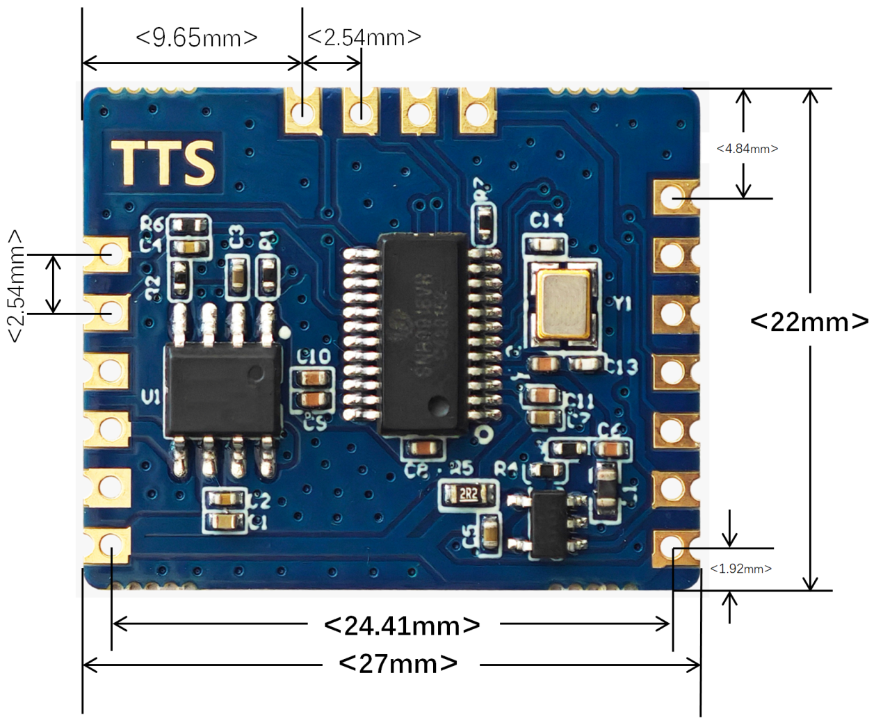 SNR9916TTS模块尺寸图